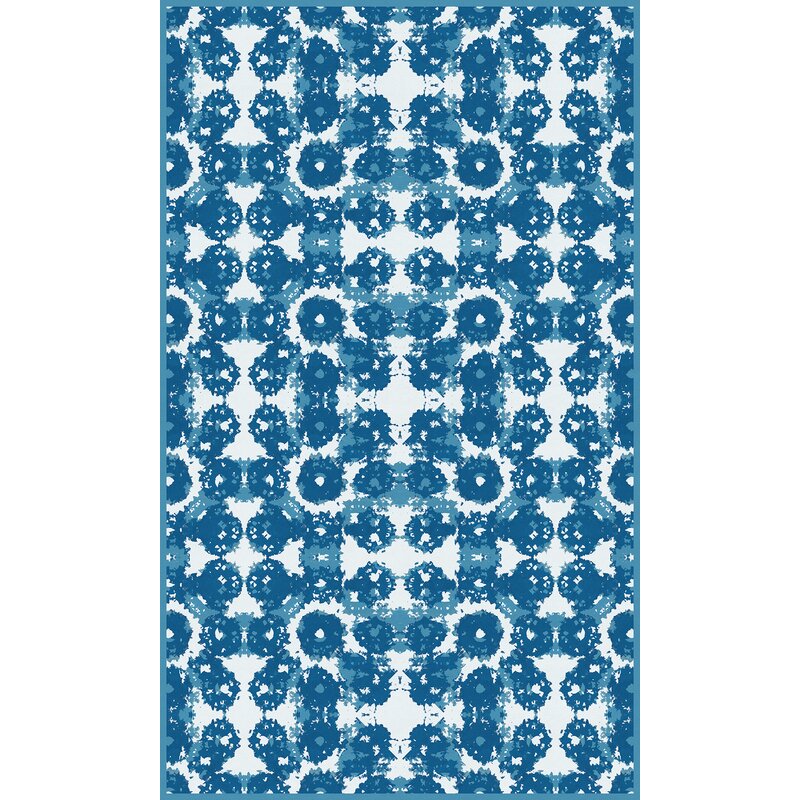 Selections by Chaumont Abstract 2Ply Vinyl With Latex Backing Blue Indoor / Outdoor Area Rug
